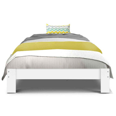 Sturdy Solid Pine Wood Single Bed Frame - White | Space-Saving Storage | Contemporary Design